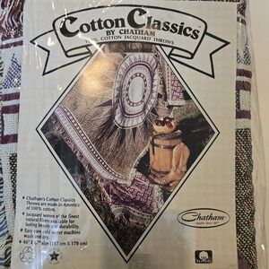 New Chatham Cotton Classics Jacquard Throw Blanket Sun Star 46"x67" NOS USA Made